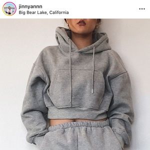 Cropped grey hoodie